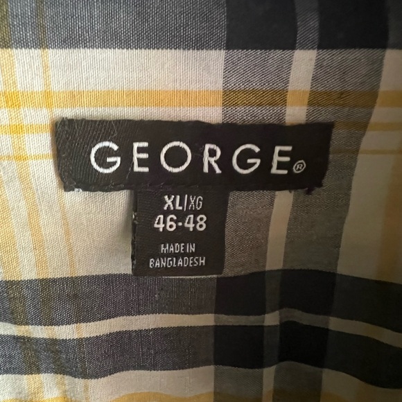 George Men’s Yellow & Gray Plaid Short-Sleeve Button-Up Shirt – XL (46-48) - Picture 3 of 4